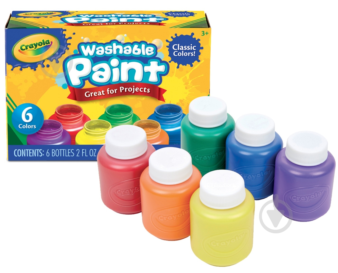 Набор красок Classic (washable) 6 шт. Crayola - фото 1