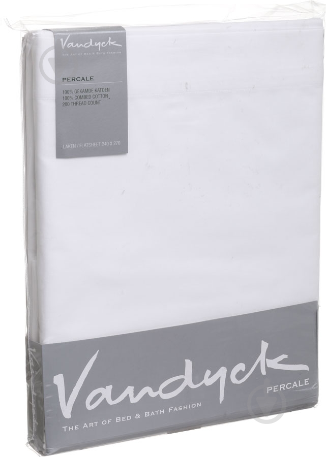 Простынь Perkal glad 270x240 см белый Vandyck - фото 3