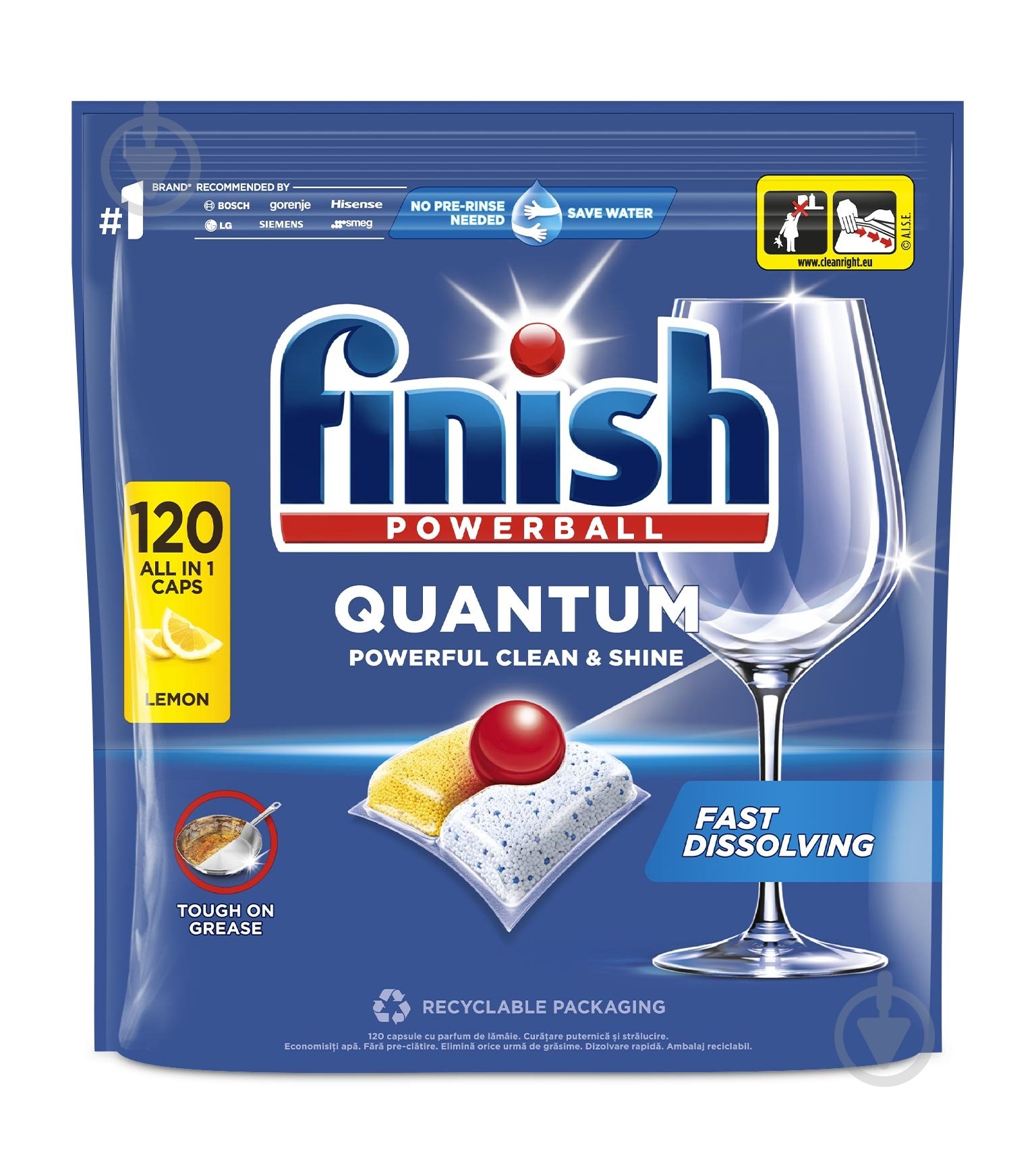 Капсули для посудомийних машин Finish Quantum Powerball Лимон 120 шт. - фото 1
