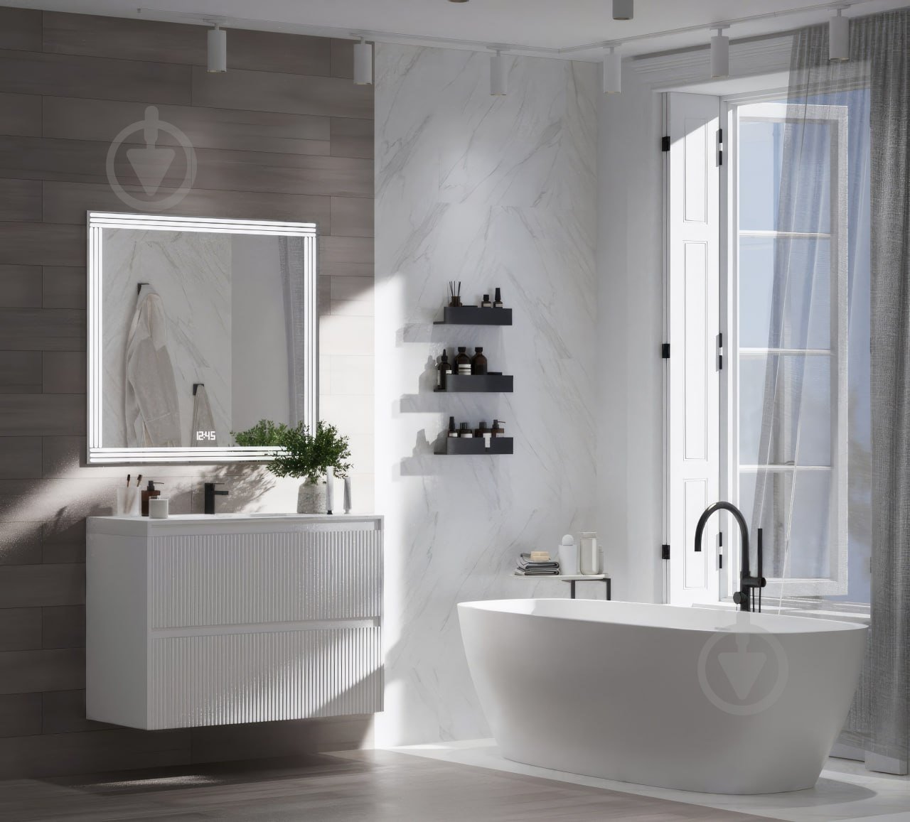 Тумба подвесная Aquarius Apollo белая с умывальником Lux 80 - фото 2