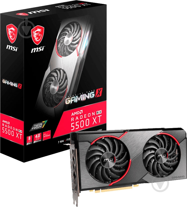 Відеокарта MSI Radeon RX 5500 XT Gaming X 8GB GDDR6 128bit (RX 5500 XT GAMING X 8G) - фото 1 Відеокарта MSI Radeon RX 5500 XT Gaming X 8GB GDDR6 128bit (RX 5500 XT GAMING X 8G) - фото 1