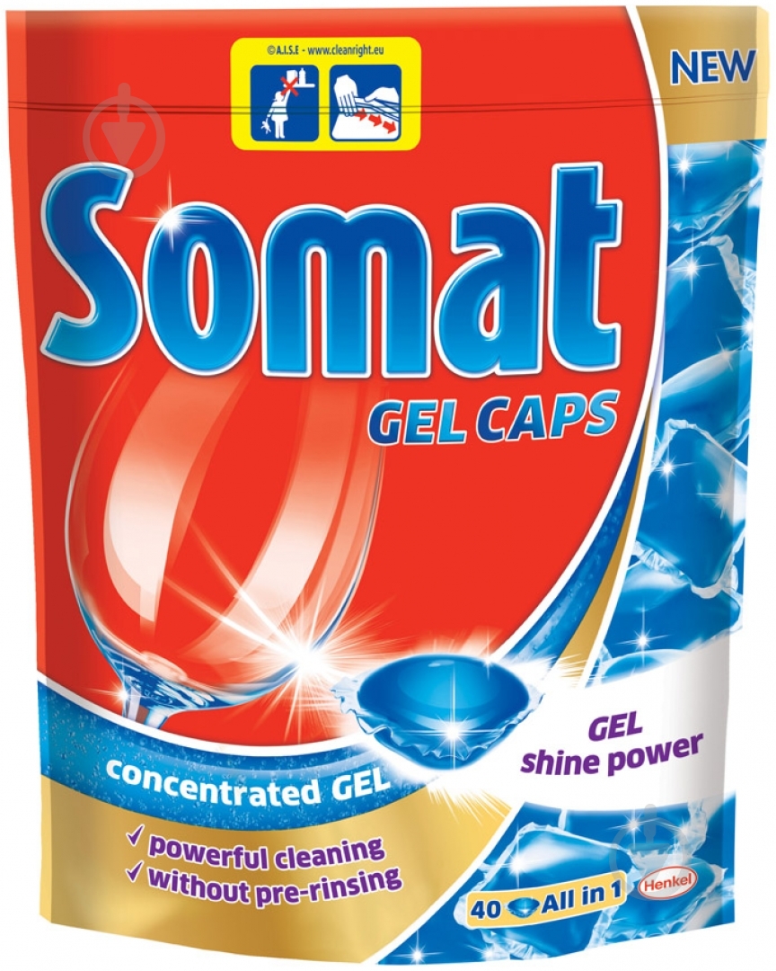 Капсули для посудомийних машин Somat Shine power All in 1 гелеві 40 шт. - фото 1