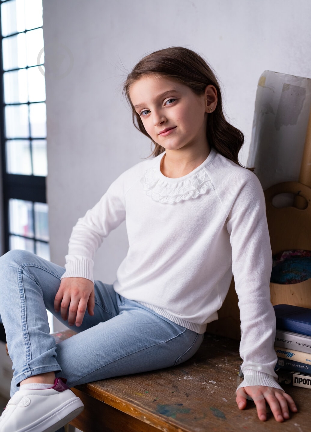 Джемпер для девочки Top Hat р.140 белый 21029 - фото 4 Джемпер для девочки Top Hat р.140 белый 21029 - фото 4