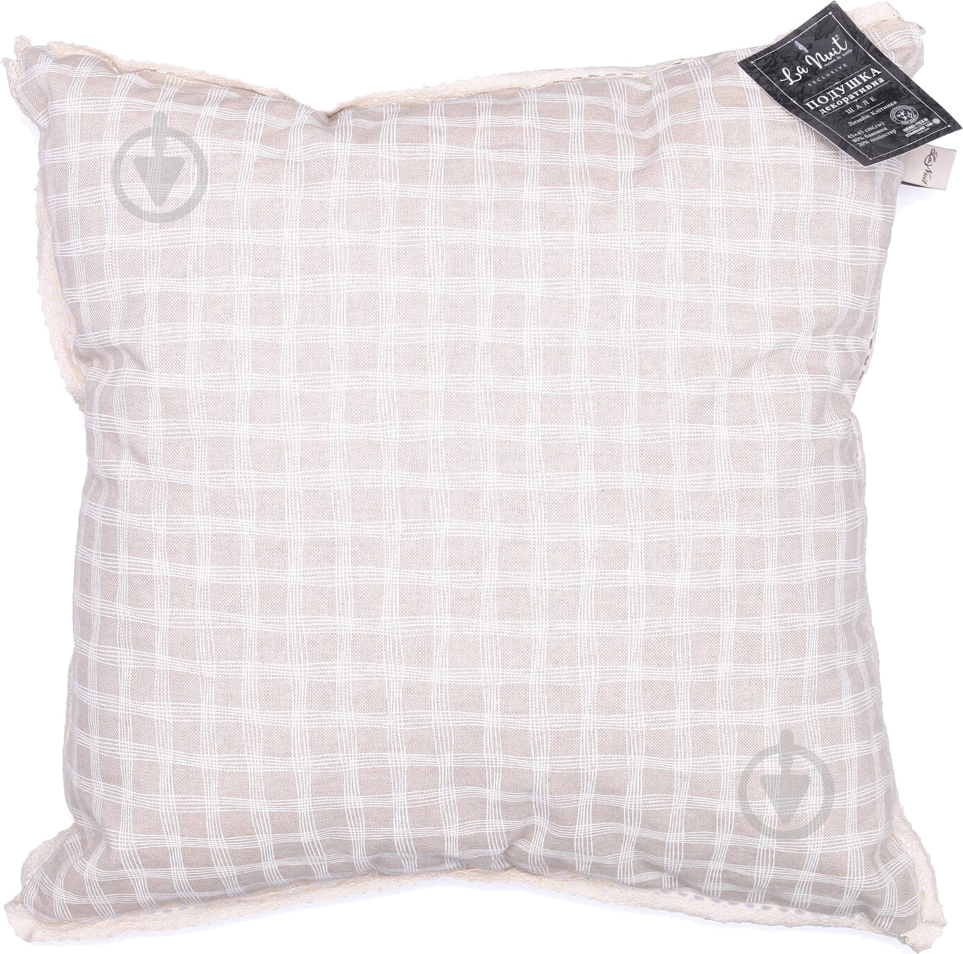 Подушка декоративная Шале Клетка 45x45 см розовый в клетку La Nuit - фото 1 Подушка декоративная Шале Клетка 45x45 см розовый в клетку La Nuit - фото 1