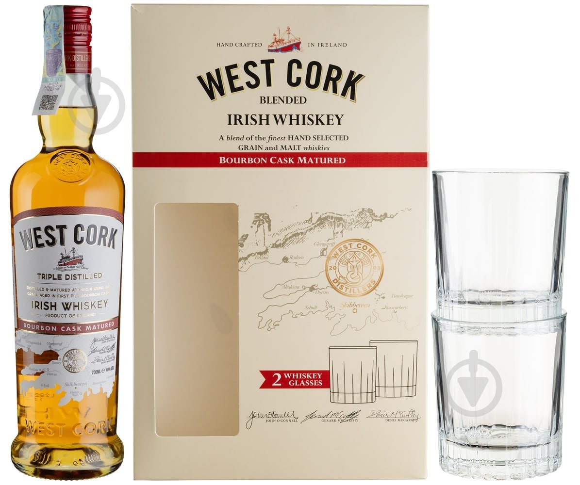 Виски West Cork Bourbon Cask +2 бокала 0,75 л - фото 1 Виски West Cork Bourbon Cask +2 бокала 0,75 л - фото 1