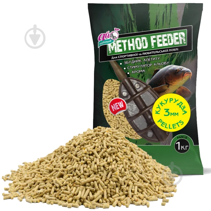 Пеллетс Ай Підсікай 3мм кукурудза 1000 г Method Feeder - фото 1 Пеллетс Ай Підсікай 3мм кукурудза 1000 г Method Feeder - фото 1
