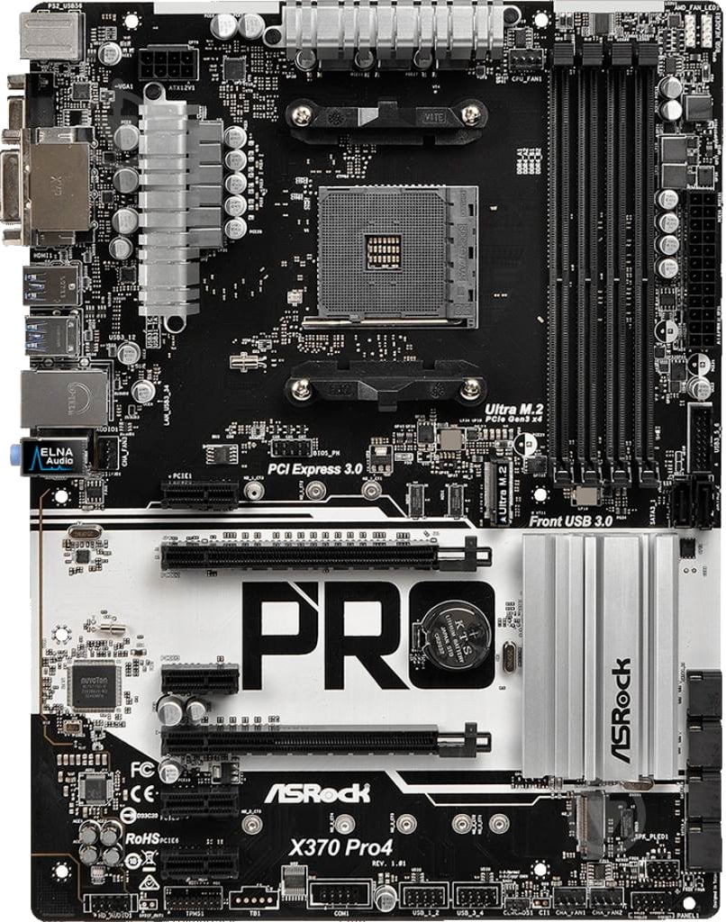 Материнская плата ASRock X370 PRO4 (Socket AM4, AMD X370, ATX) - фото 1 Материнская плата ASRock X370 PRO4 (Socket AM4, AMD X370, ATX) - фото 1