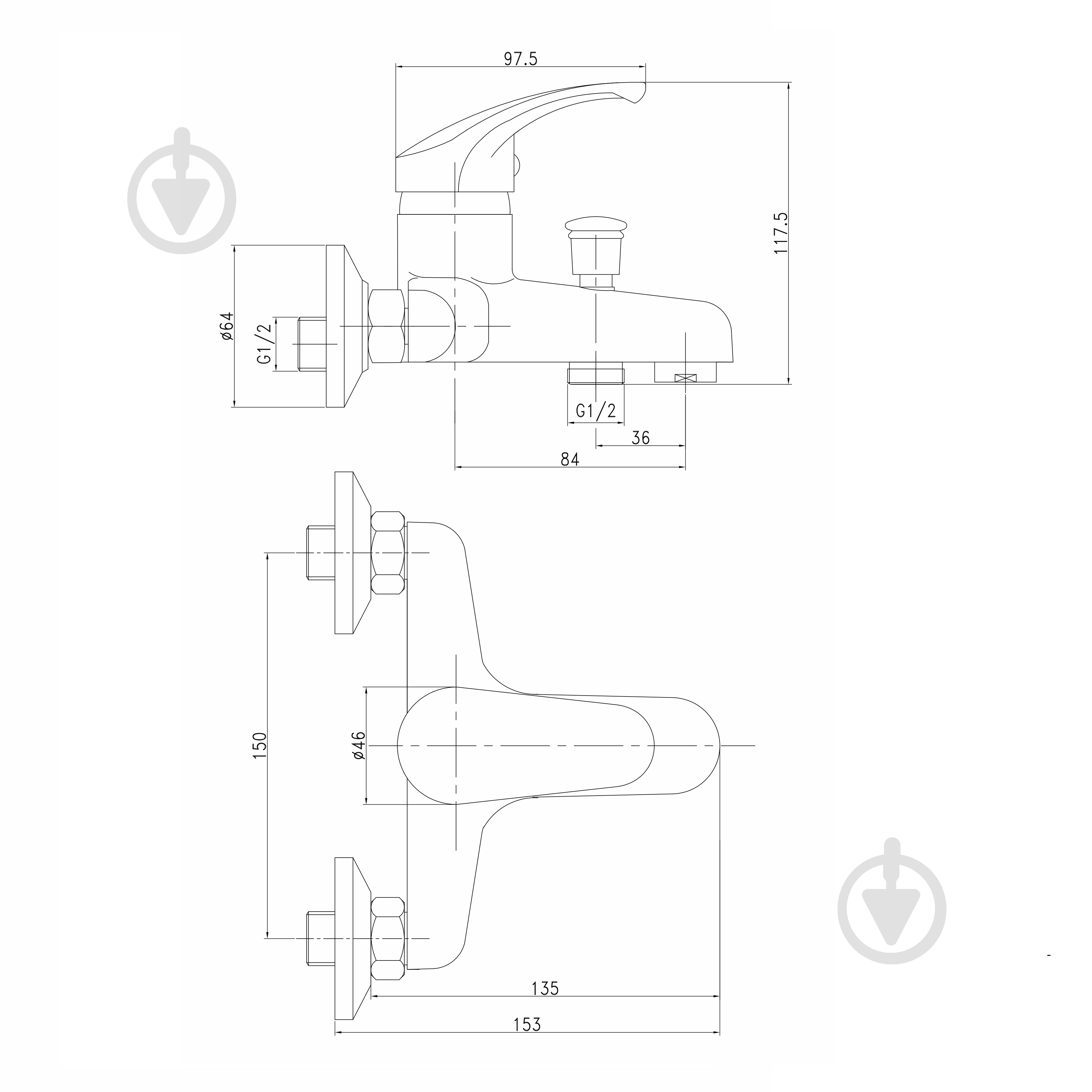 Смеситель для ванны RJ SMART RJFA050-03CH - фото 2