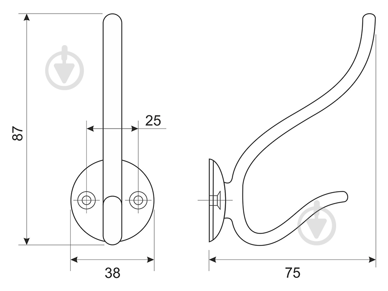 Крючок мебельный DC DW 49 G5 никель матовый - фото 2