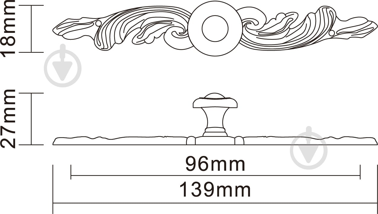 Меблева ручка накладна DC K-110 G4 96 мм стара бронза - фото 4