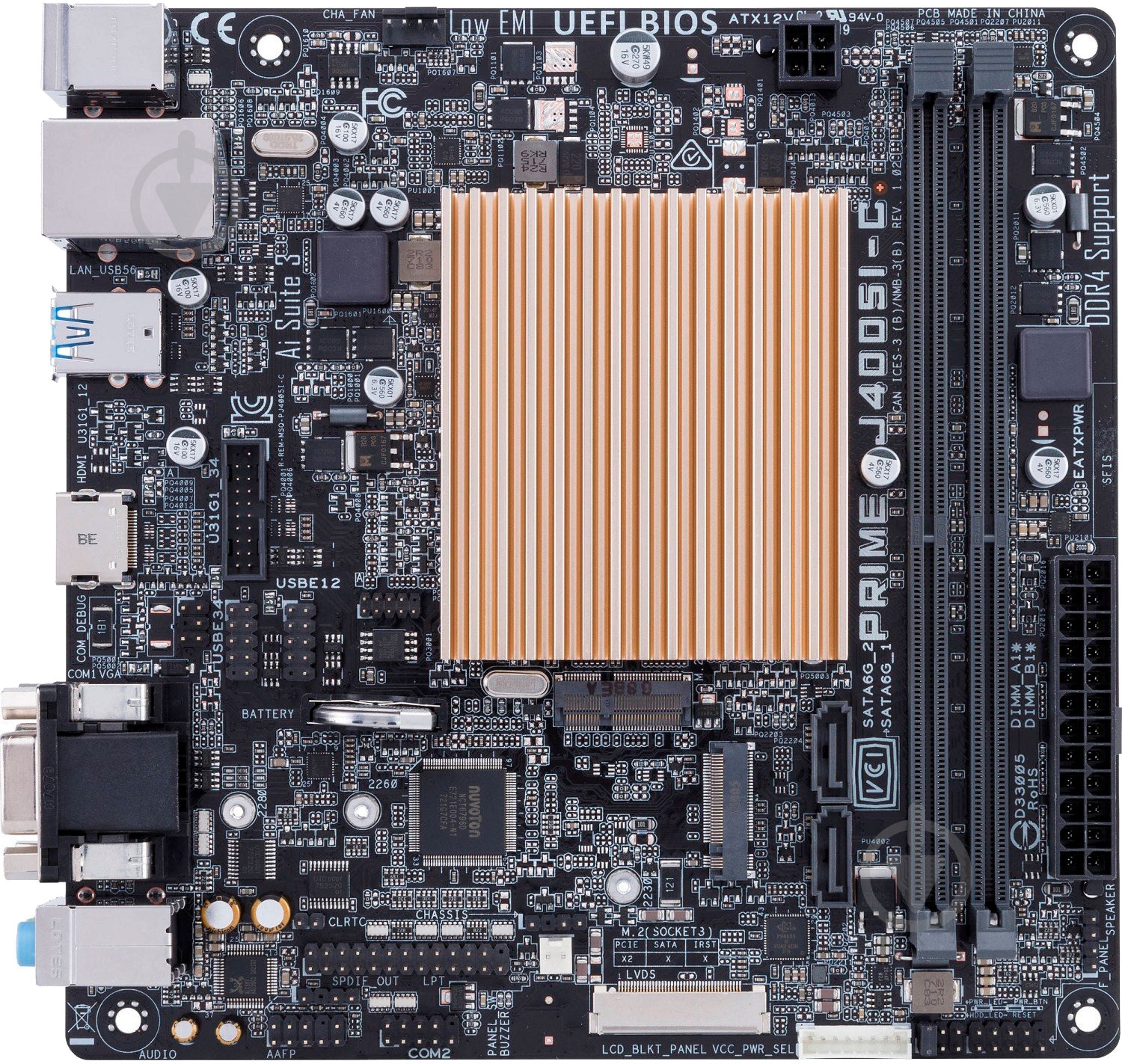 Материнская плата Asus PRIME J4005I-C (Integrated CPU, SoC, mini ITX) - фото 2 Материнская плата Asus PRIME J4005I-C (Integrated CPU, SoC, mini ITX) - фото 2