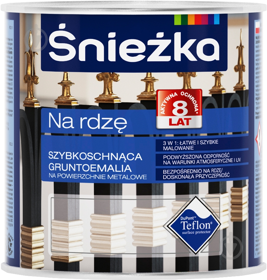 Ґрунт-емаль Sniezka для металу Na rdze молоткова чорний шовковистий глянець 0,65 л - фото 1
