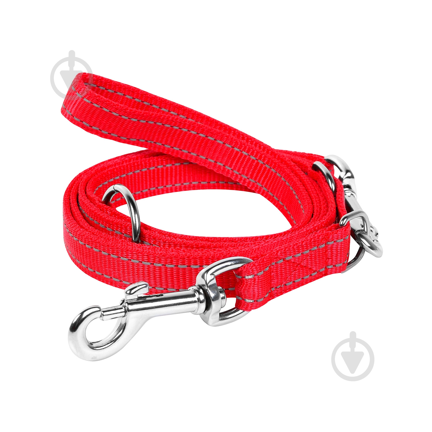 Поводок Dog Extreme из нейлона двойной 2х100-180 см красный - фото 1