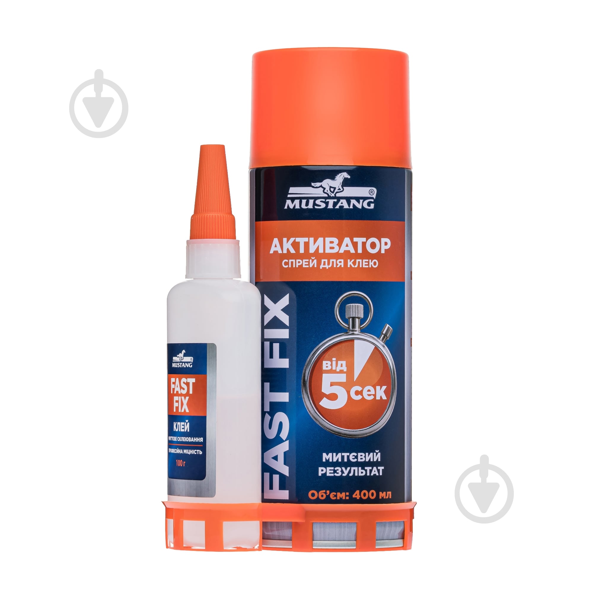Клей двухкомпонентный Mustang + спрей-активатор FAST FIX 400 мл + 100 г - фото 1