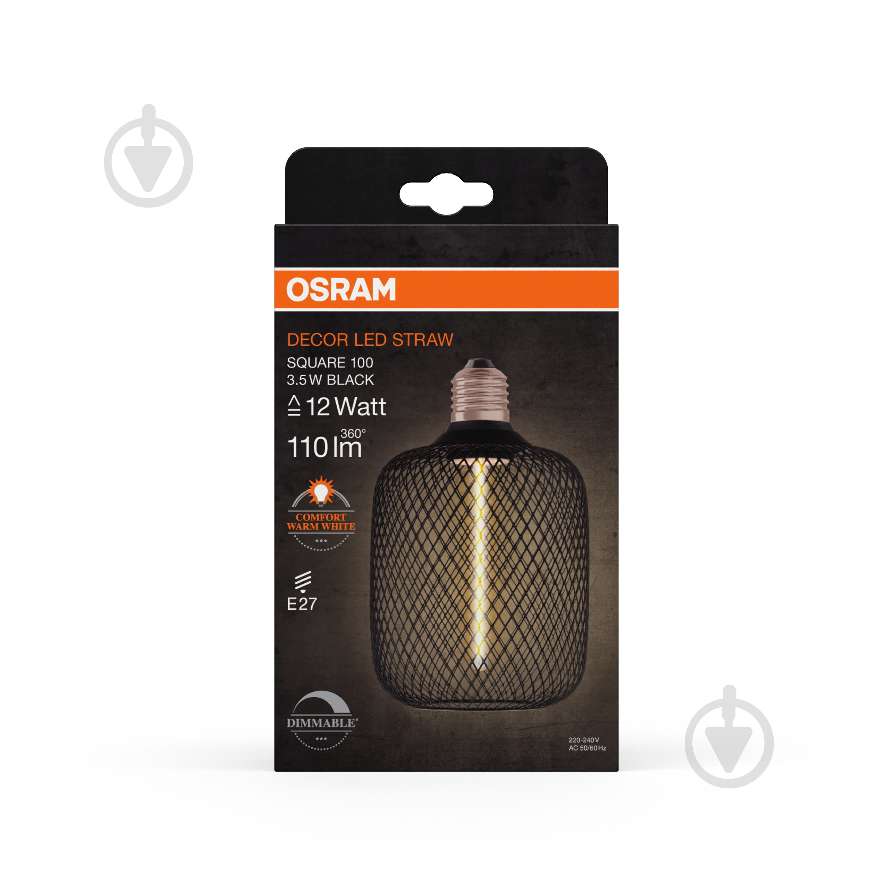 Лампа світлодіодна Osram DECOR LED STRAW FILAMENT SQUARE 100 BLACK DIM 3,5 Вт E27 1800 К 220 В FIL SQ-I BK - фото 6
