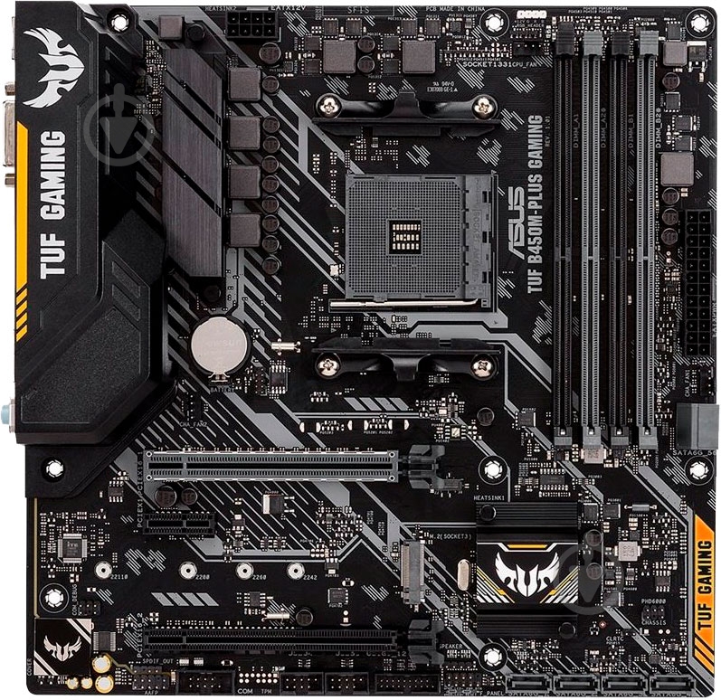 Материнська плата Asus TUF B450M-PLUS GAMING (Socket AM4, AMD B450, mirco ATX) - фото 2 Материнська плата Asus TUF B450M-PLUS GAMING (Socket AM4, AMD B450, mirco ATX) - фото 2