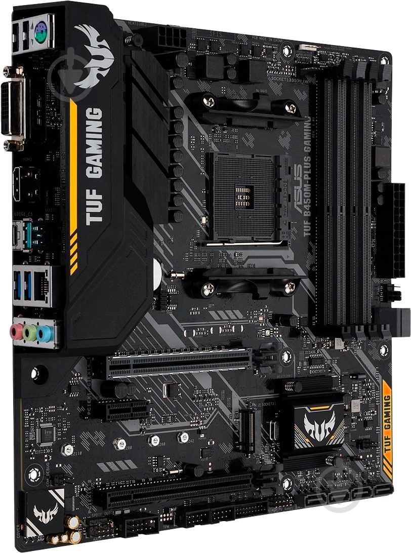Материнська плата Asus TUF B450M-PLUS GAMING (Socket AM4, AMD B450, mirco ATX) - фото 3 Материнська плата Asus TUF B450M-PLUS GAMING (Socket AM4, AMD B450, mirco ATX) - фото 3