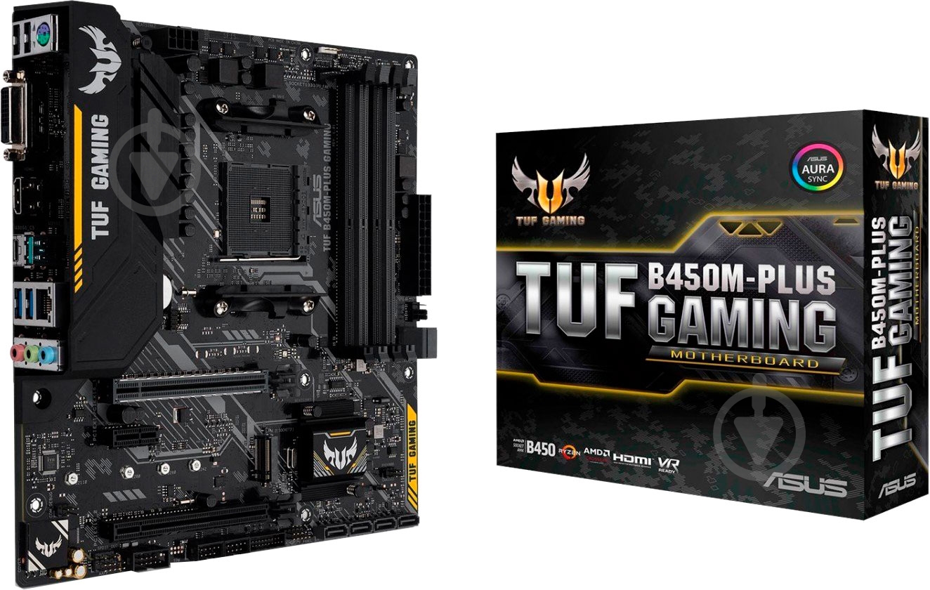 Материнська плата Asus TUF B450M-PLUS GAMING (Socket AM4, AMD B450, mirco ATX) - фото 1 Материнська плата Asus TUF B450M-PLUS GAMING (Socket AM4, AMD B450, mirco ATX) - фото 1