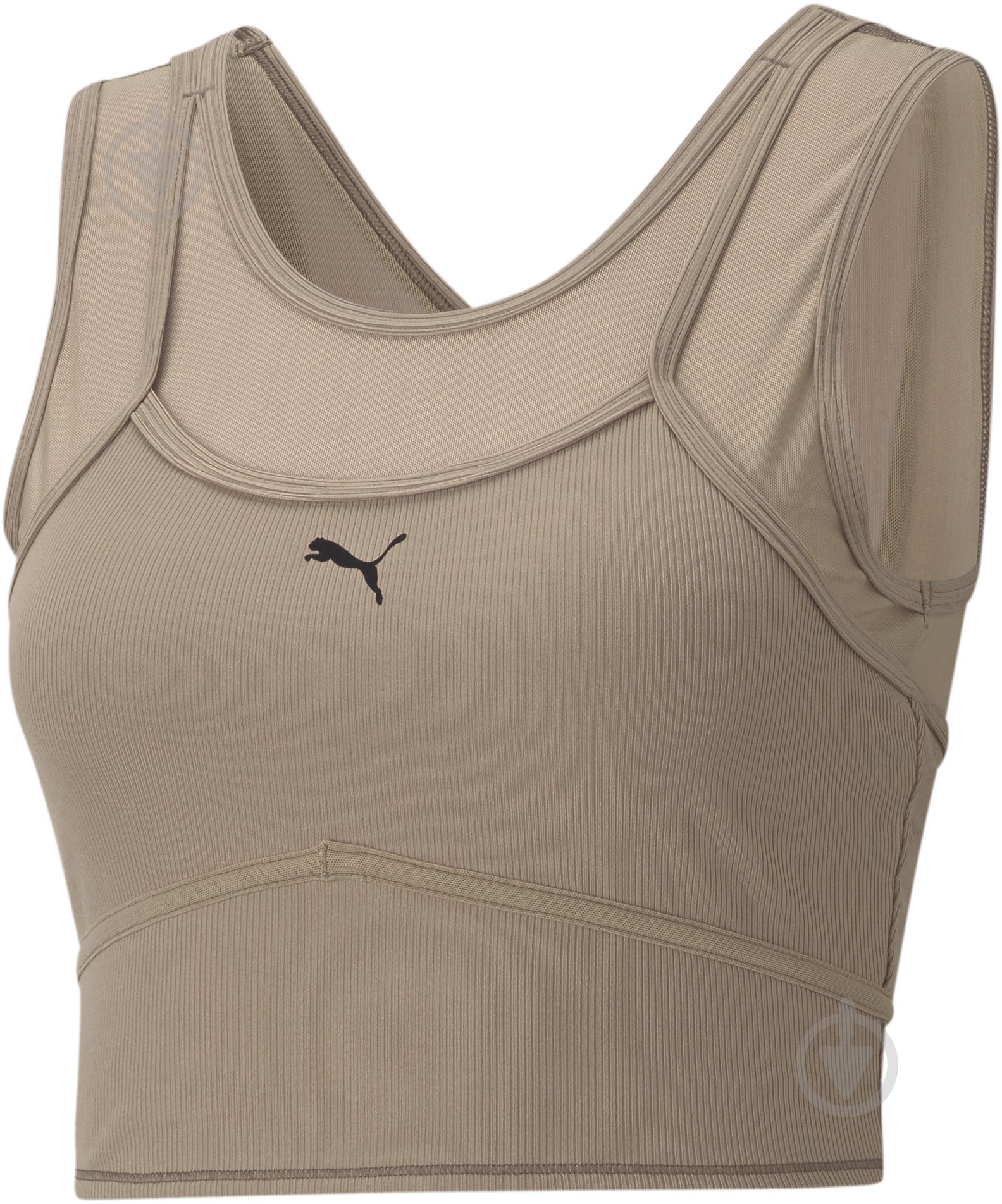 Майка Puma STUDIO LAYERED CROP TOP 52022381 р.S бежевый - фото 2
