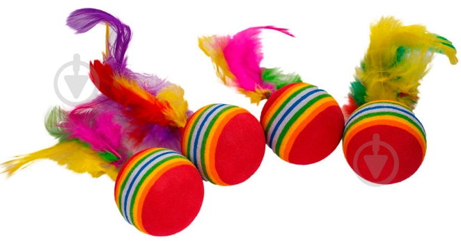 Игрушка для котов Lilli Pet COLOR BALL mit FEATHER разноцветный - фото 1