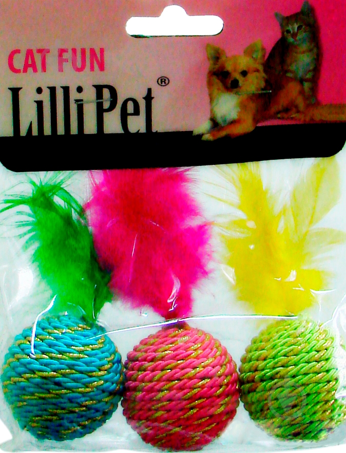 Игрушка для котов Lilli Pet Мячик с перьями разноцветный - фото 1