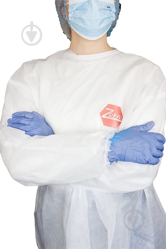 Халат Zorro одноразовий з поясом зі спанбонду 50 г/кв. м р. one size зріст універсальний UNI білий - фото 2 Халат Zorro одноразовий з поясом зі спанбонду 50 г/кв. м р. one size зріст універсальний UNI білий - фото 2