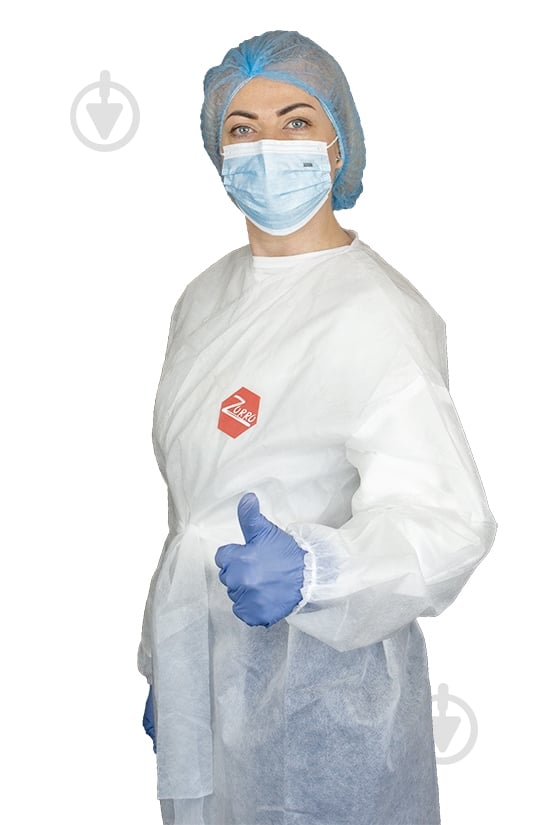 Халат Zorro одноразовий з поясом зі спанбонду 50 г/кв. м р. one size зріст універсальний UNI білий - фото 4 Халат Zorro одноразовий з поясом зі спанбонду 50 г/кв. м р. one size зріст універсальний UNI білий - фото 4