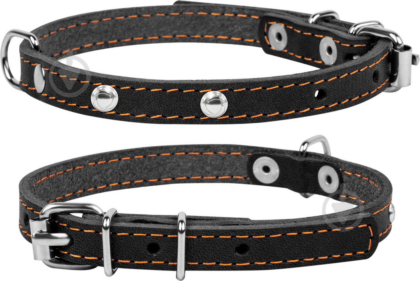 Ошейник Collar одинарный с украшениями 1,4х27-35 см черный - фото 1