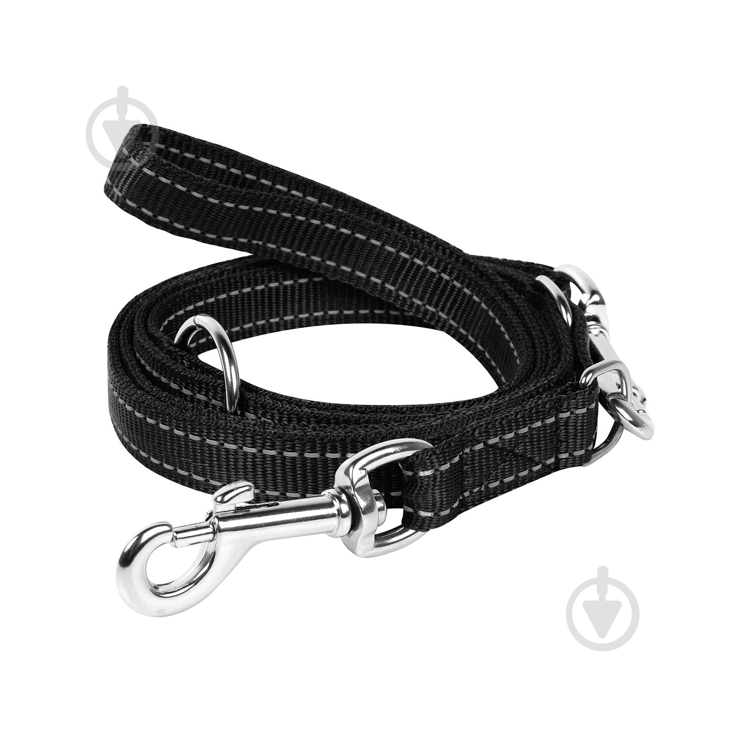 Поводок-перестежка Dog Extreme из нейлона двойной 2х100-180 см черный - фото 1 Поводок-перестежка Dog Extreme из нейлона двойной 2х100-180 см черный - фото 1