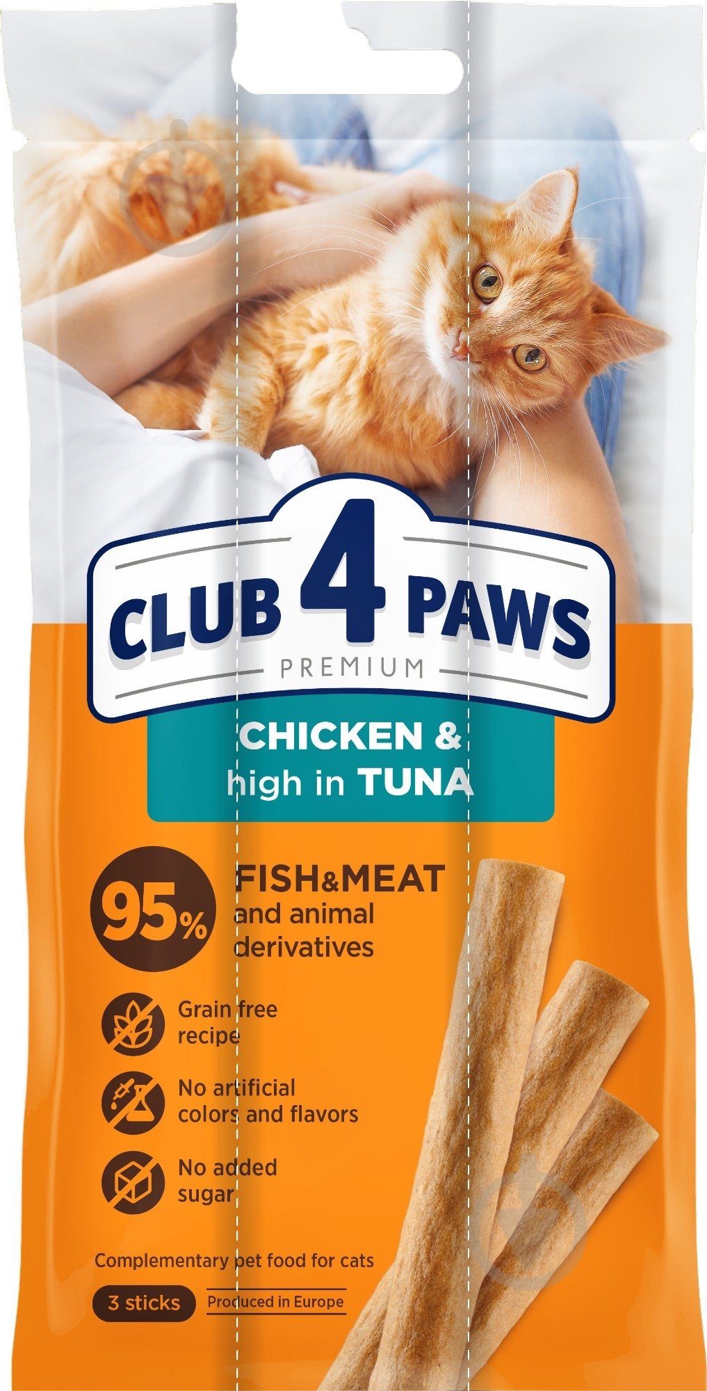 Ласощі Club 4 Paws для котів м’ясна паличка, курка та тунець - фото 1