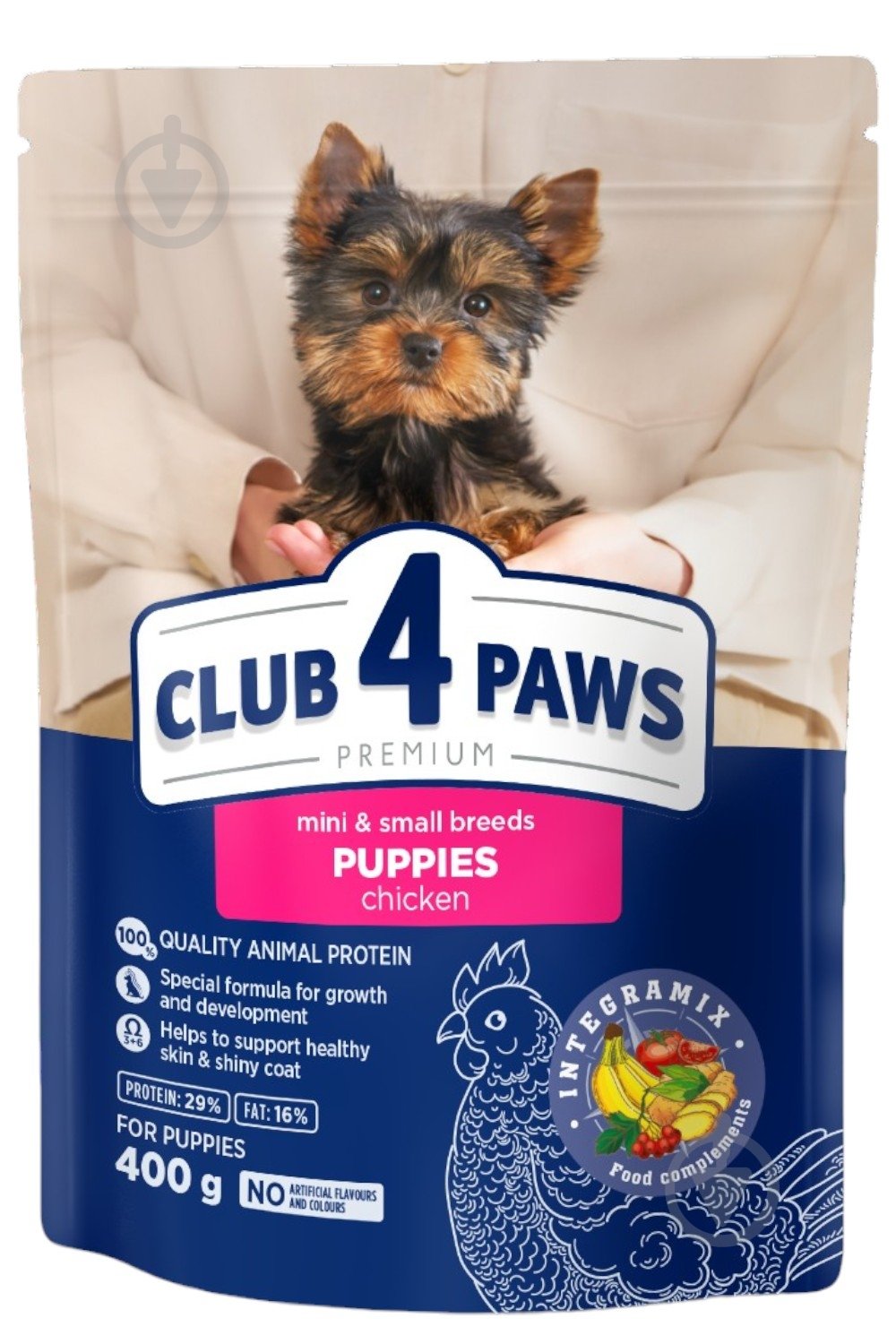 Корм сухий Club 4 Paws з куркою для цуценят малих порід 400 г - фото 1 Корм сухий Club 4 Paws з куркою для цуценят малих порід 400 г - фото 1