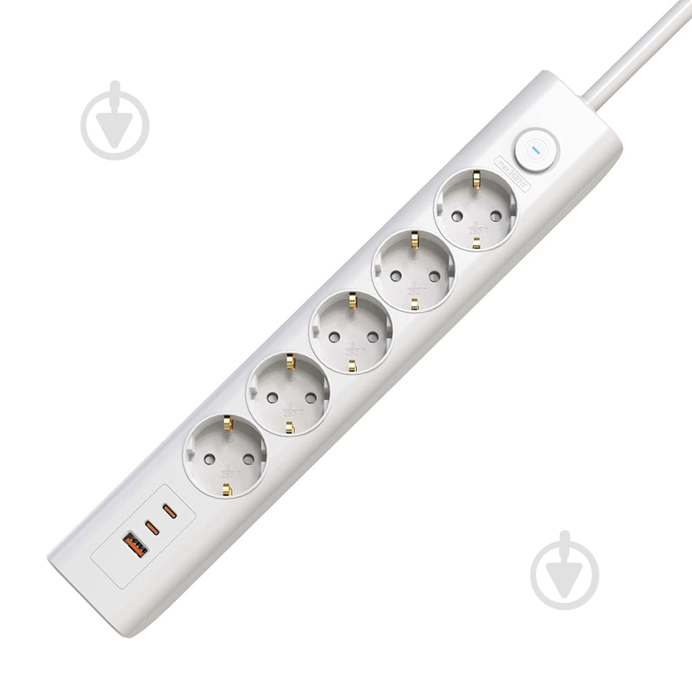 Удлинитель с выключателем Electrum 2 Type-C + USB с заземлением 5 гн. белый 3 м C-ES-1991 - фото 1