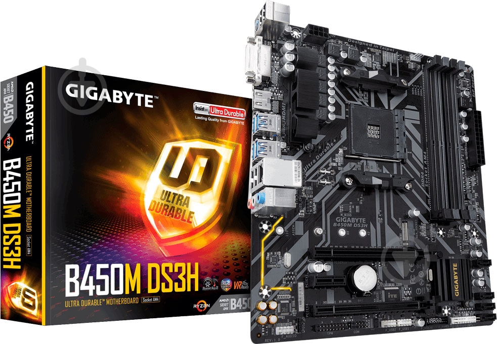 Материнская плата Gigabyte B450M DS3H (Socket AM4, AMD B450, mirco ATX) - фото 1