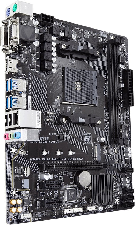 Материнская плата Gigabyte GA-A320M-S2H V2 (Socket AM4, AMD A320, mirco ATX) - фото 4 Материнская плата Gigabyte GA-A320M-S2H V2 (Socket AM4, AMD A320, mirco ATX) - фото 4