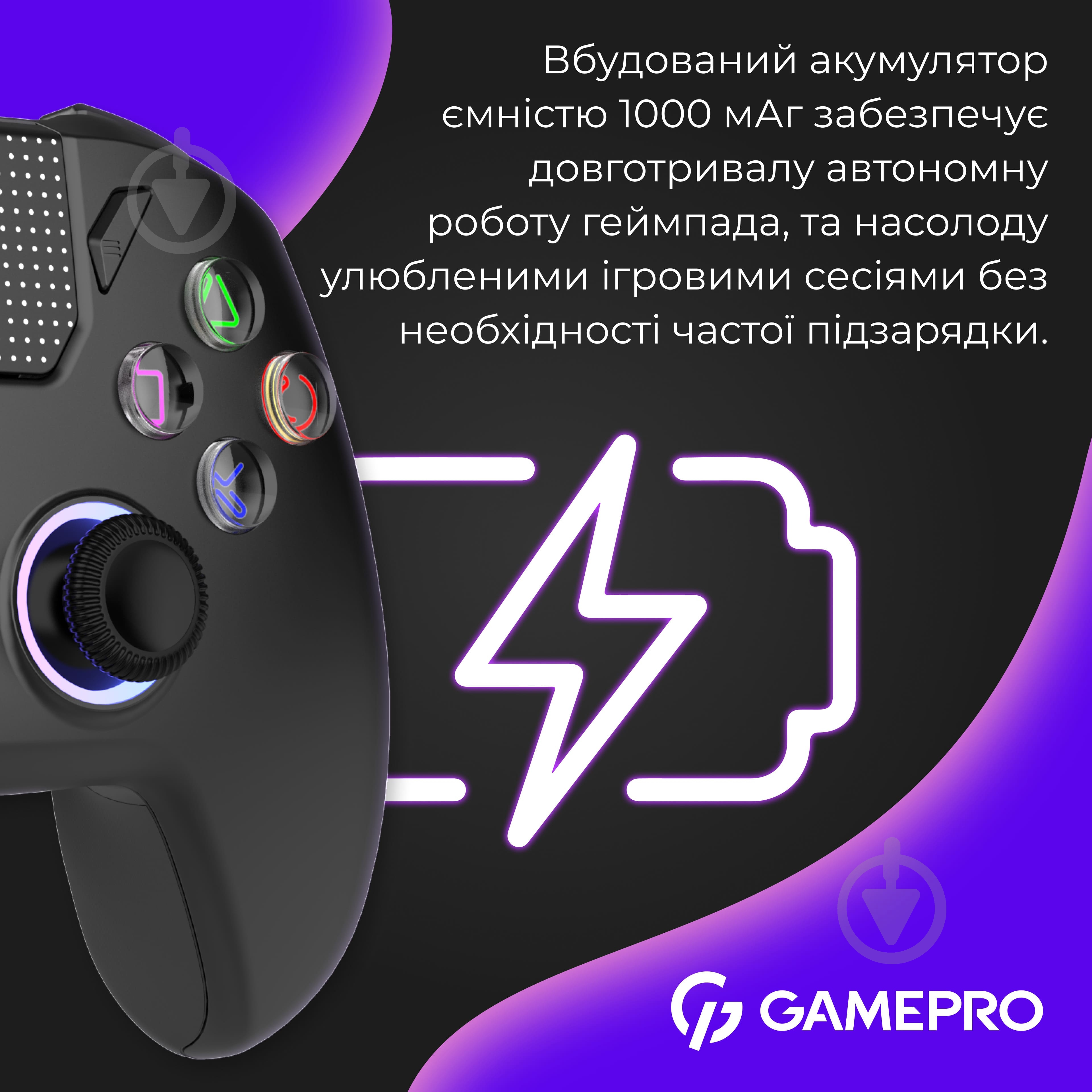 Геймпад бездротовий GamePro GPS20B 2.4G/BT 5.1/USB (Switch/PC/PS/iOS/Android) RGB Black - фото 14