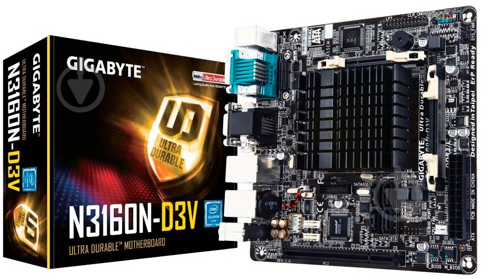 Материнская плата Gigabyte GA-N3160N-D3V (Integrated CPU, SoC, mini ITX) - фото 4