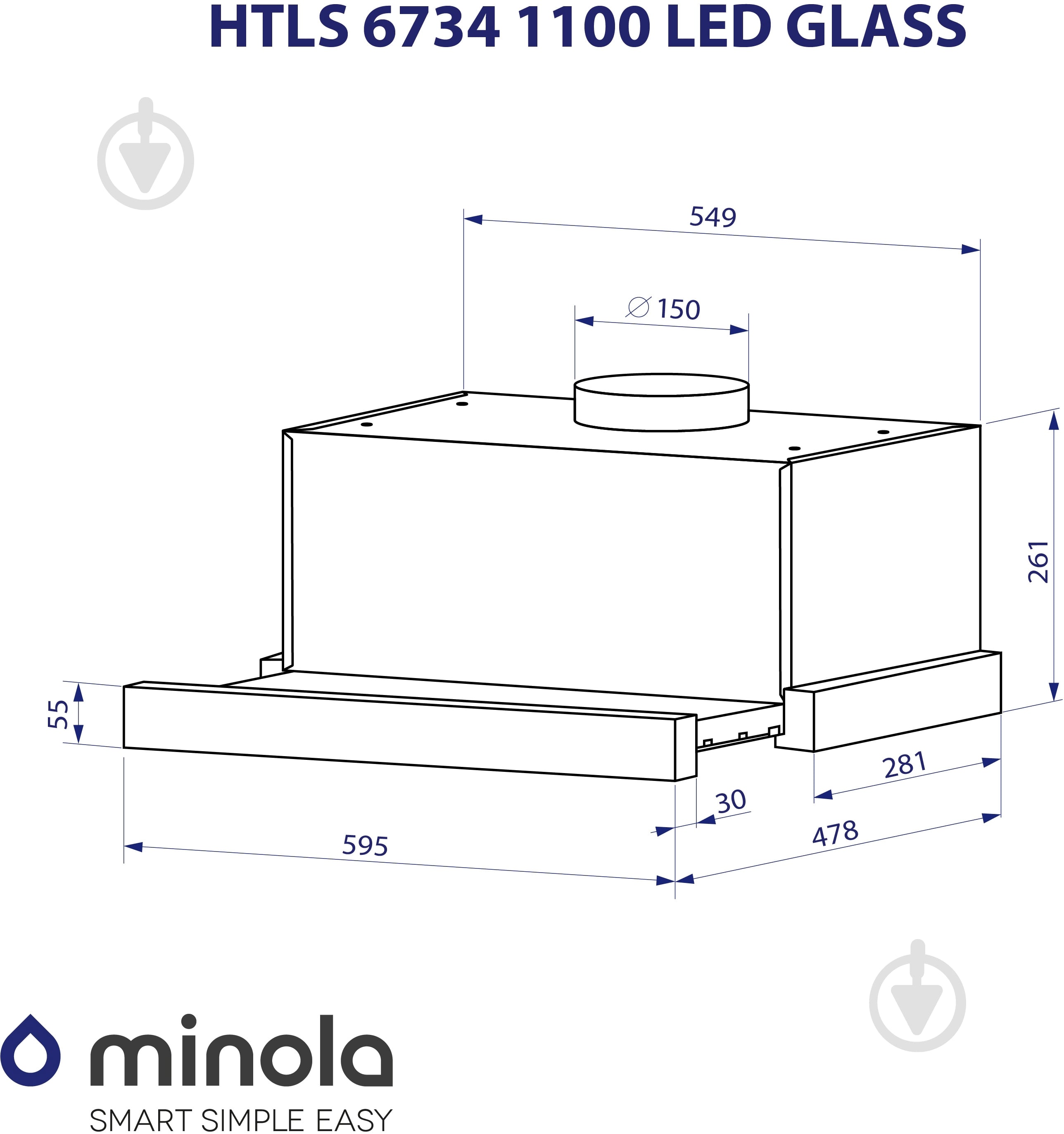 Вытяжка Minola HTLS 6734 BL 1100 LED GLASS - фото 11 Вытяжка Minola HTLS 6734 BL 1100 LED GLASS - фото 11