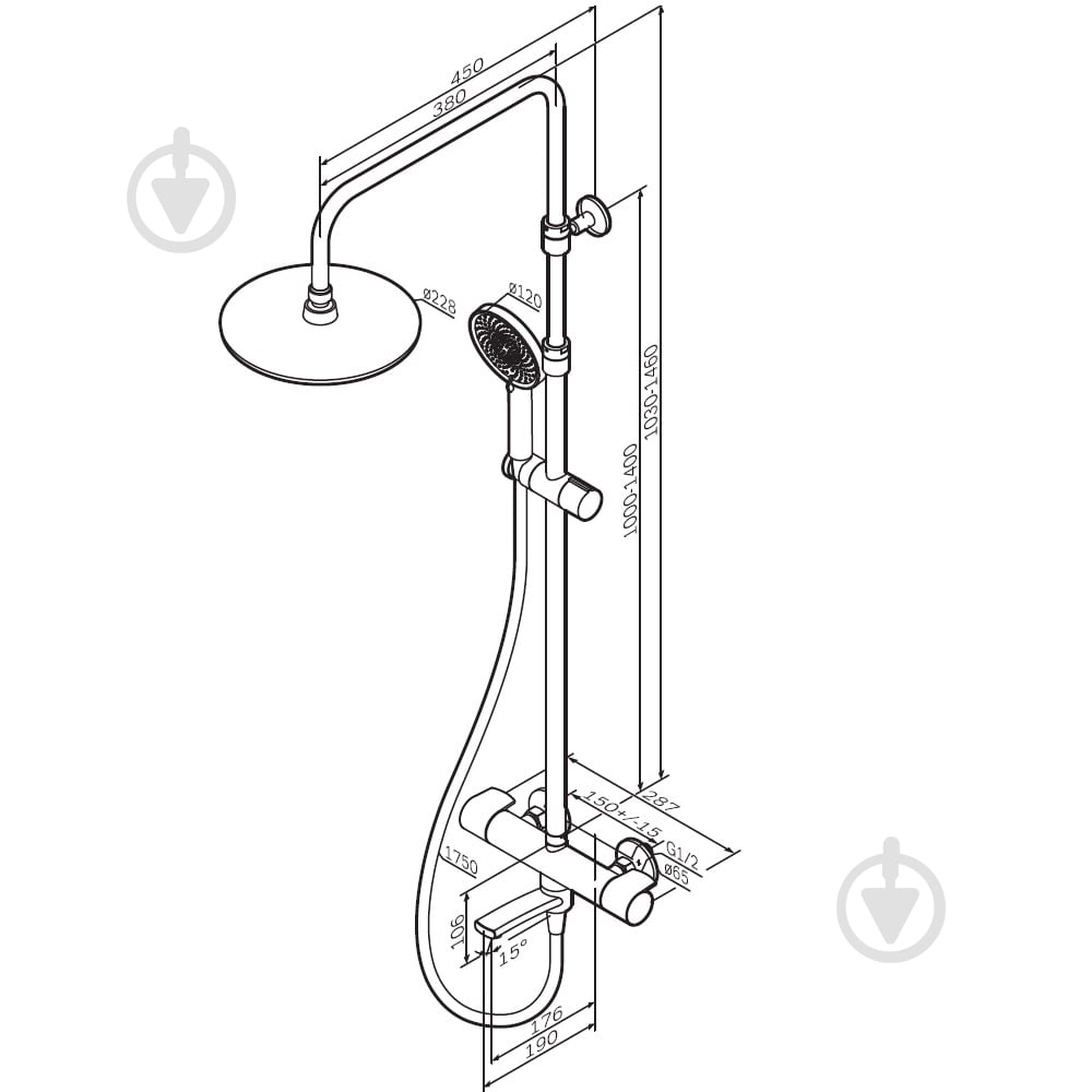 Душевая система AM.PM F0785A522 X-Joy, с термостатом - фото 11 Душевая система AM.PM F0785A522 X-Joy, с термостатом - фото 11