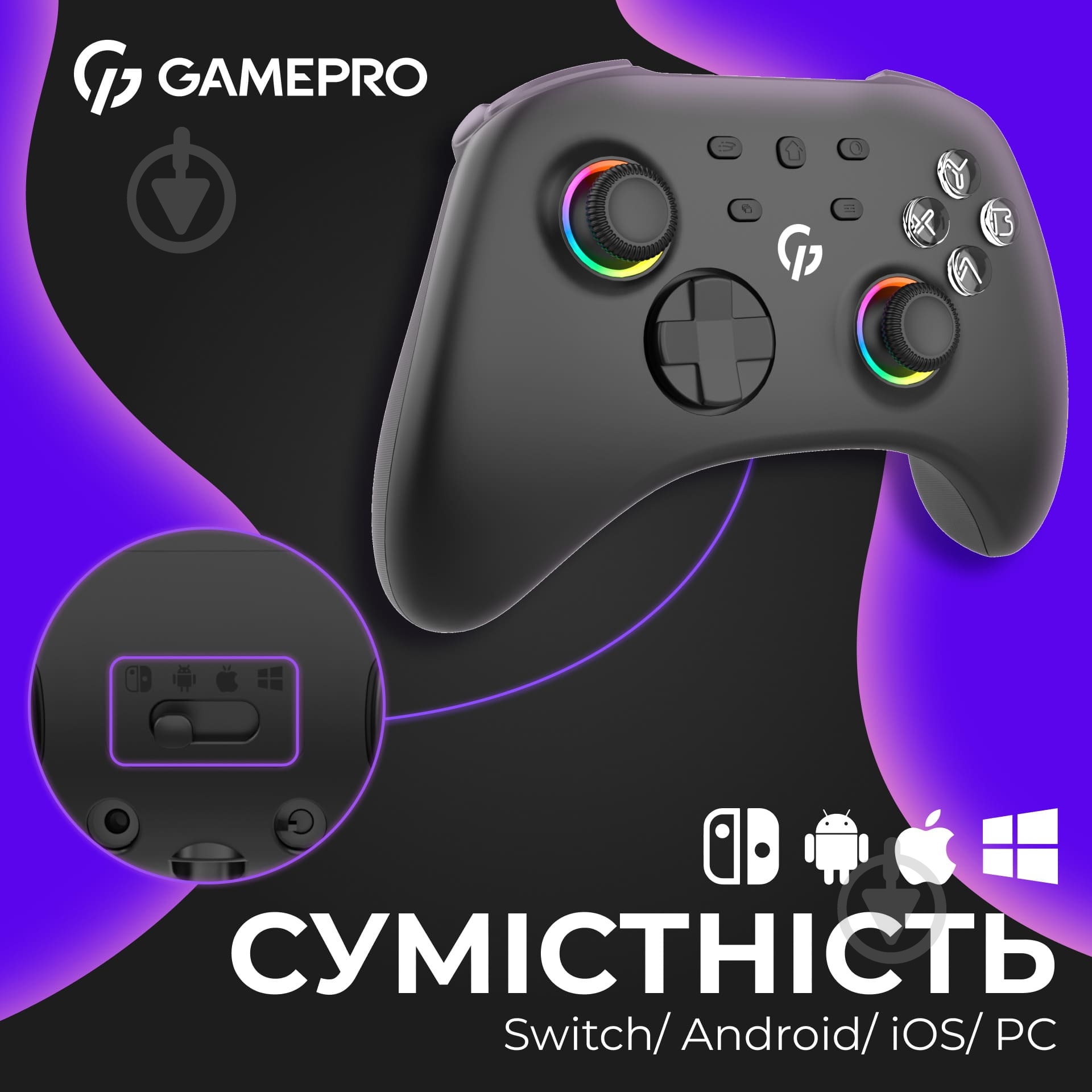 Геймпад беспроводной GamePro GPX13BDOC Black - фото 3