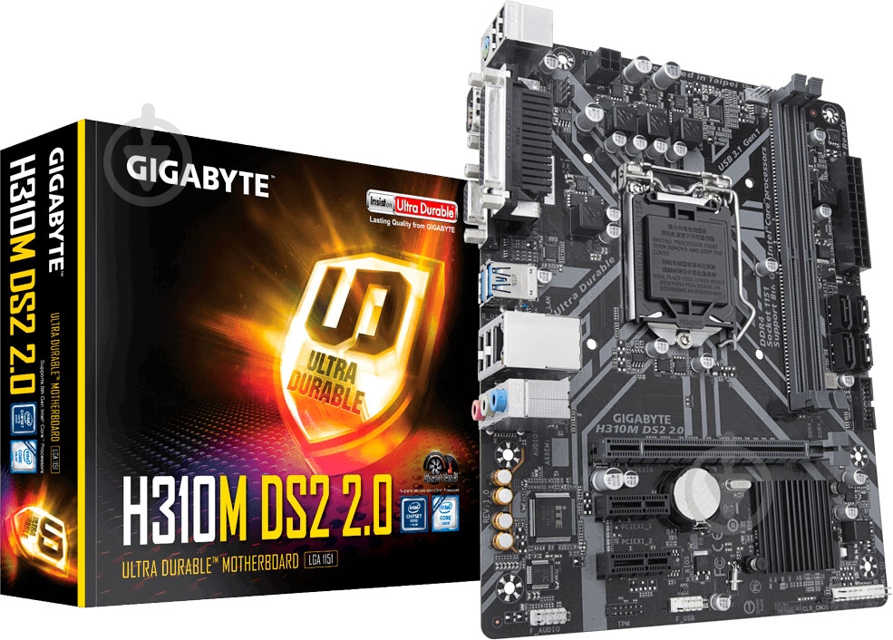 Материнська плата Gigabyte H310M DS2 2.0 (Socket 1151, Intel H310, mirco ATX) - фото 1