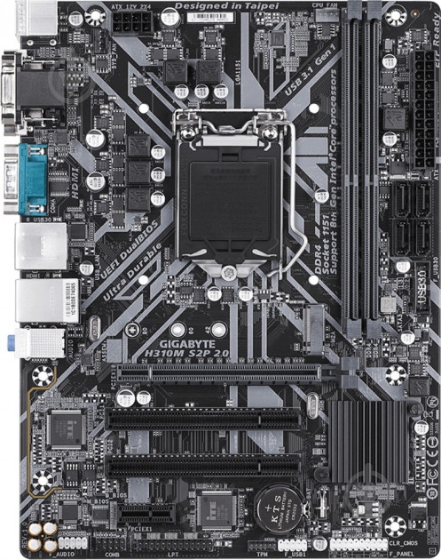 Материнская плата Gigabyte H310M S2P 2.0 (Socket 1151, Intel H310, mirco ATX) - фото 1