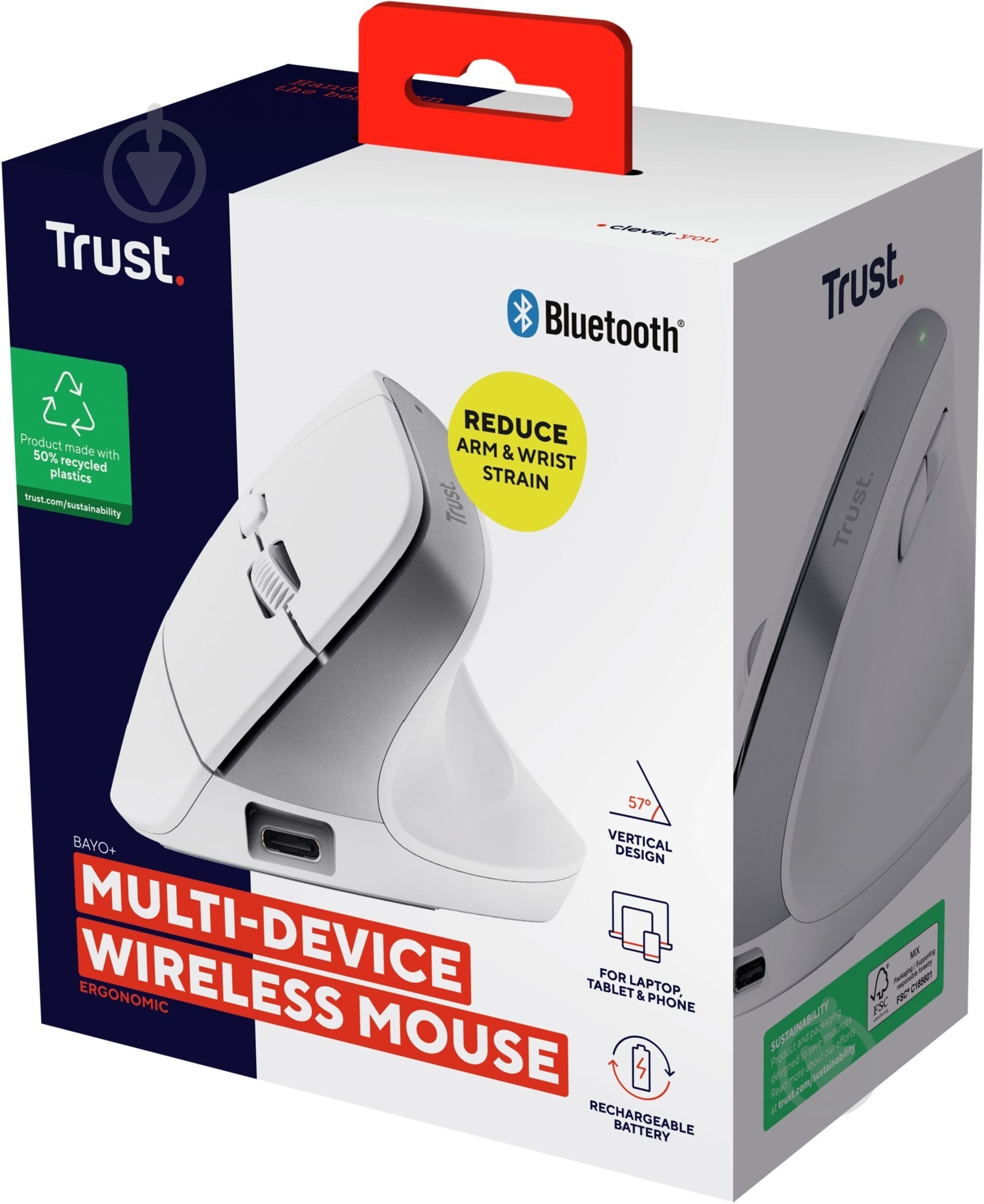 Мишка Trust Bayo + Multidevice Ergonomic white (25399_TRUST) - фото 8