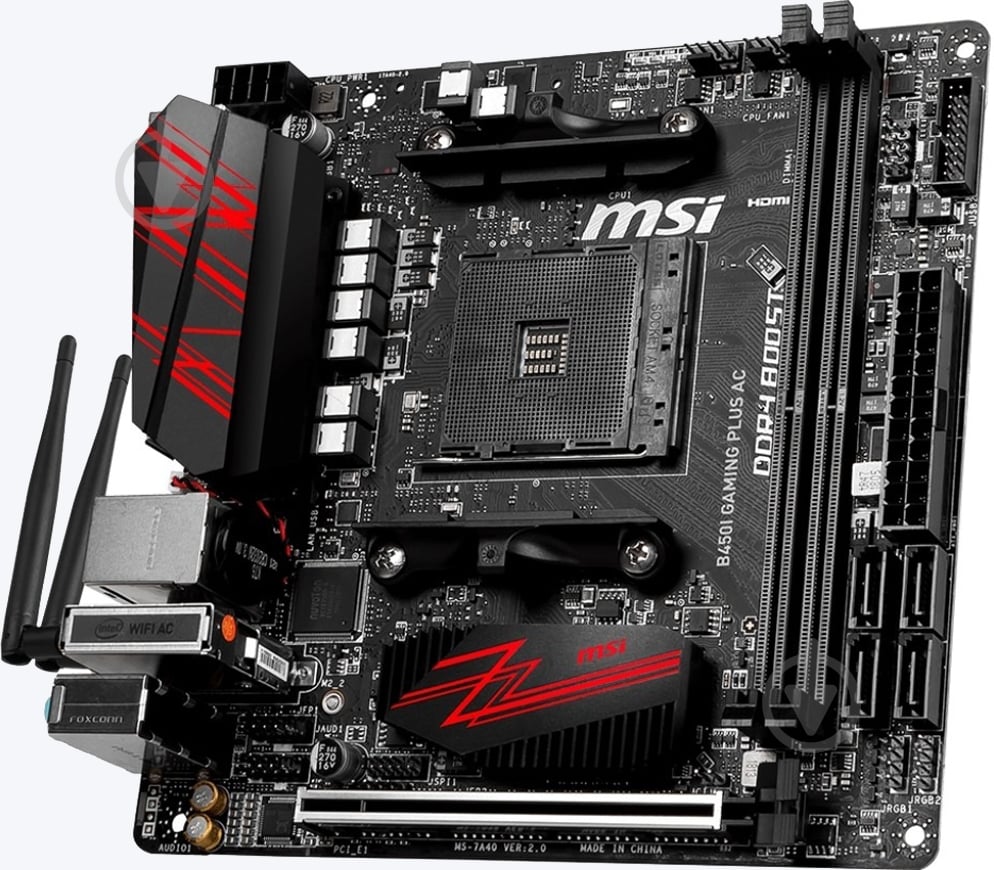 Материнская плата MSI B450I_GAMING_PLUS_AC (Socket AM4, AMD B450, mini ITX) - фото 1 Материнская плата MSI B450I_GAMING_PLUS_AC (Socket AM4, AMD B450, mini ITX) - фото 1
