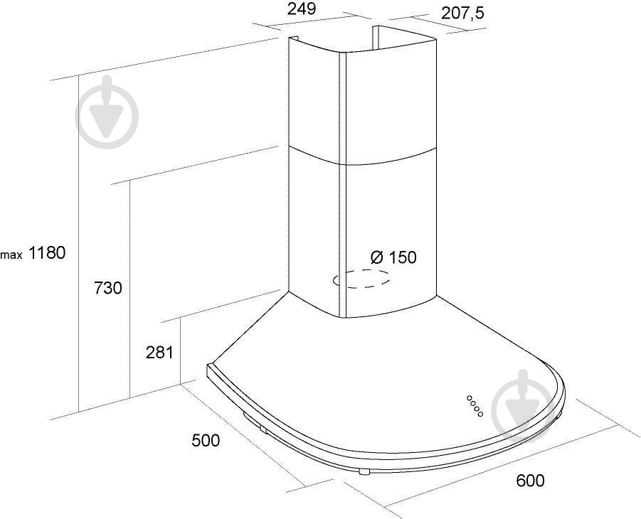 Вытяжка Pyramida HEF 82 (E-600MM) BLACK - фото 12
