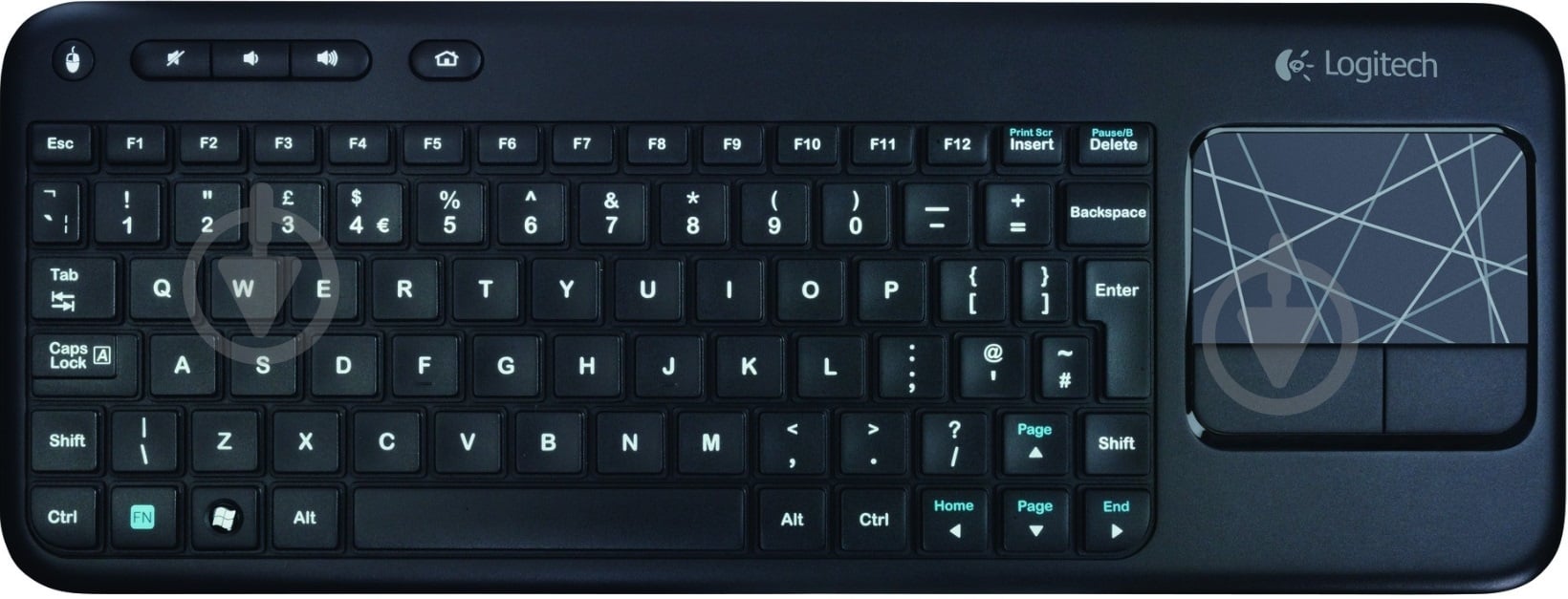 Клавиатура беспроводная Logitech Touch Keyboard K400 USB (920-003133) black - фото 1