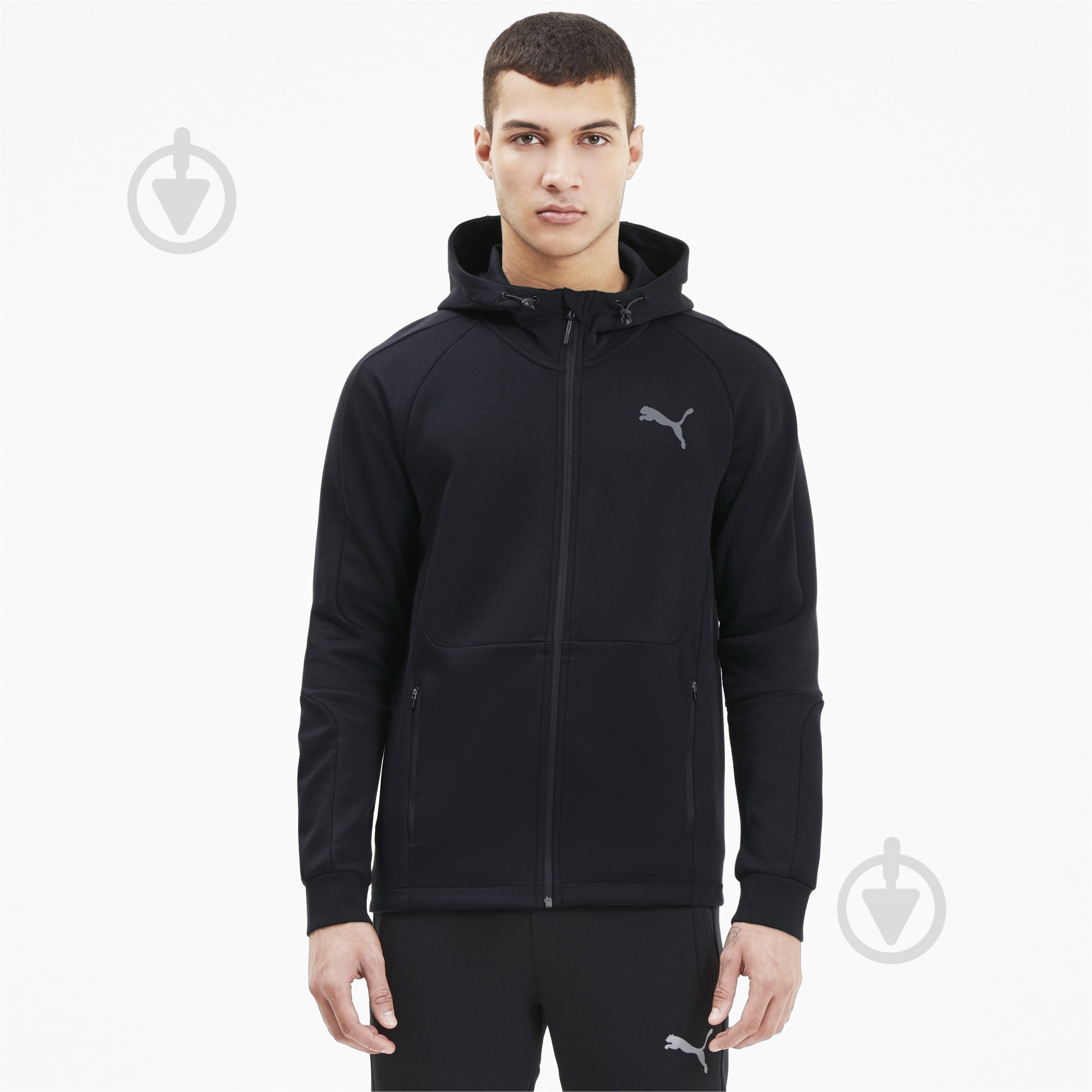Джемпер Puma EVOSTRIPE FZ Hoodie 58346701 р. M черный - фото 1 Джемпер Puma EVOSTRIPE FZ Hoodie 58346701 р. M черный - фото 1