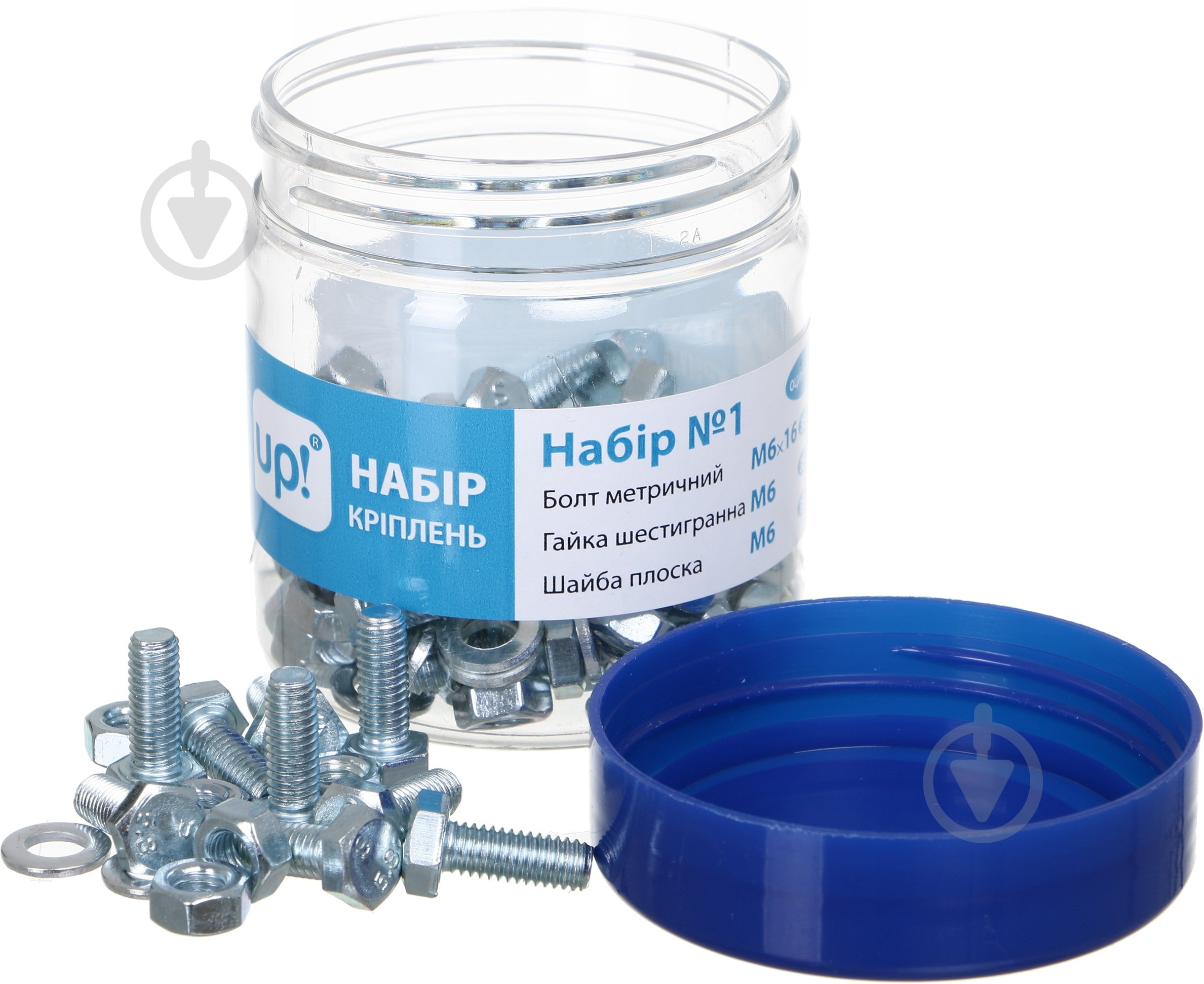 Набор Набор №1 болт метрический M6x16 – 35 шт, гайка шестигранная M6 – 35 шт, шайба плоская M6 – 35 шт. 105 шт. - фото 2