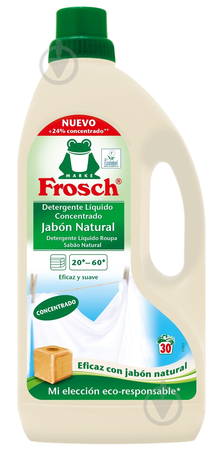 Гель для машинного та ручного прання Frosch Натуральне мило (концентрат) 1,5 л - фото 1