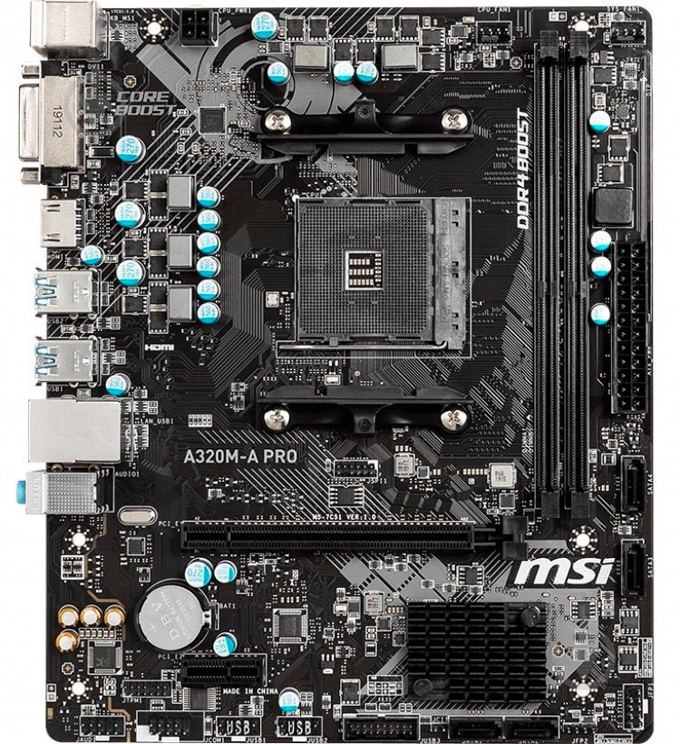 Материнская плата MSI A320M-A PRO (Socket AM4, AMD A320, mirco ATX) - фото 1 Материнская плата MSI A320M-A PRO (Socket AM4, AMD A320, mirco ATX) - фото 1