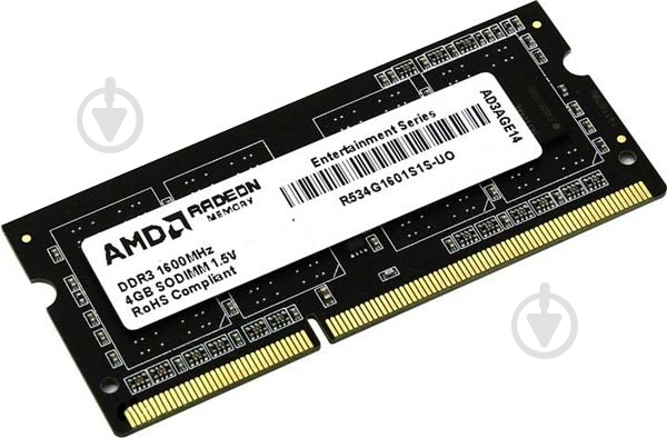 Оперативная память AMD SODIMM DDR3 4 GB (1x4GB) 1600 MHz (R534G1601S1S-U) - фото 1 Оперативная память AMD SODIMM DDR3 4 GB (1x4GB) 1600 MHz (R534G1601S1S-U) - фото 1
